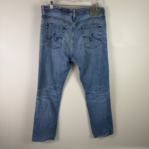 AG Everett Slim Straight Cloud Soft Jeans Dark Wash Denim Mens 34R Distressed - Picture 8 of 9